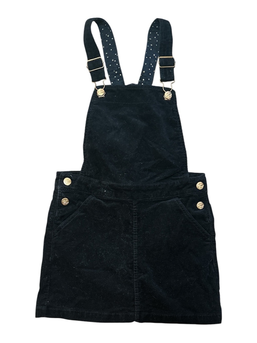 Black Corduroy Pinafore Dress with Adjustable Straps - Kids